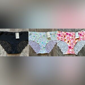 New 3 Pairs Nobo, No Boundaries micro & lace hipster panties size XL Multicolor